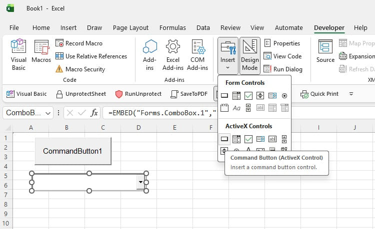 Excel ActiveX Controls Example